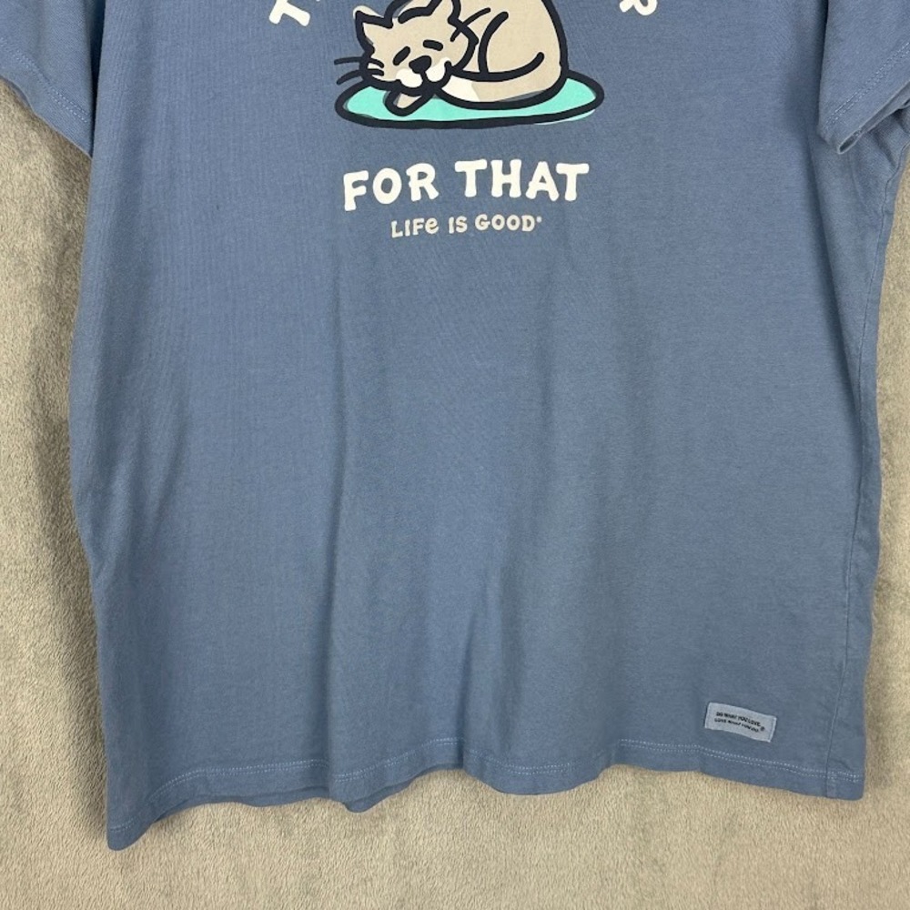 Life Is Good Shirt Womens Large Blue Crusher Tee Short Sleeve Cat Kitten Nap - Picture 3 of 12